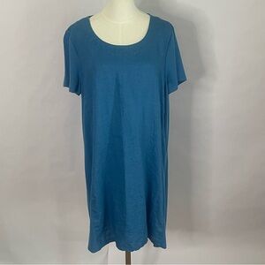 Pure J Jill blue linen womens dress Size XL Petite casual coastal beachy classic